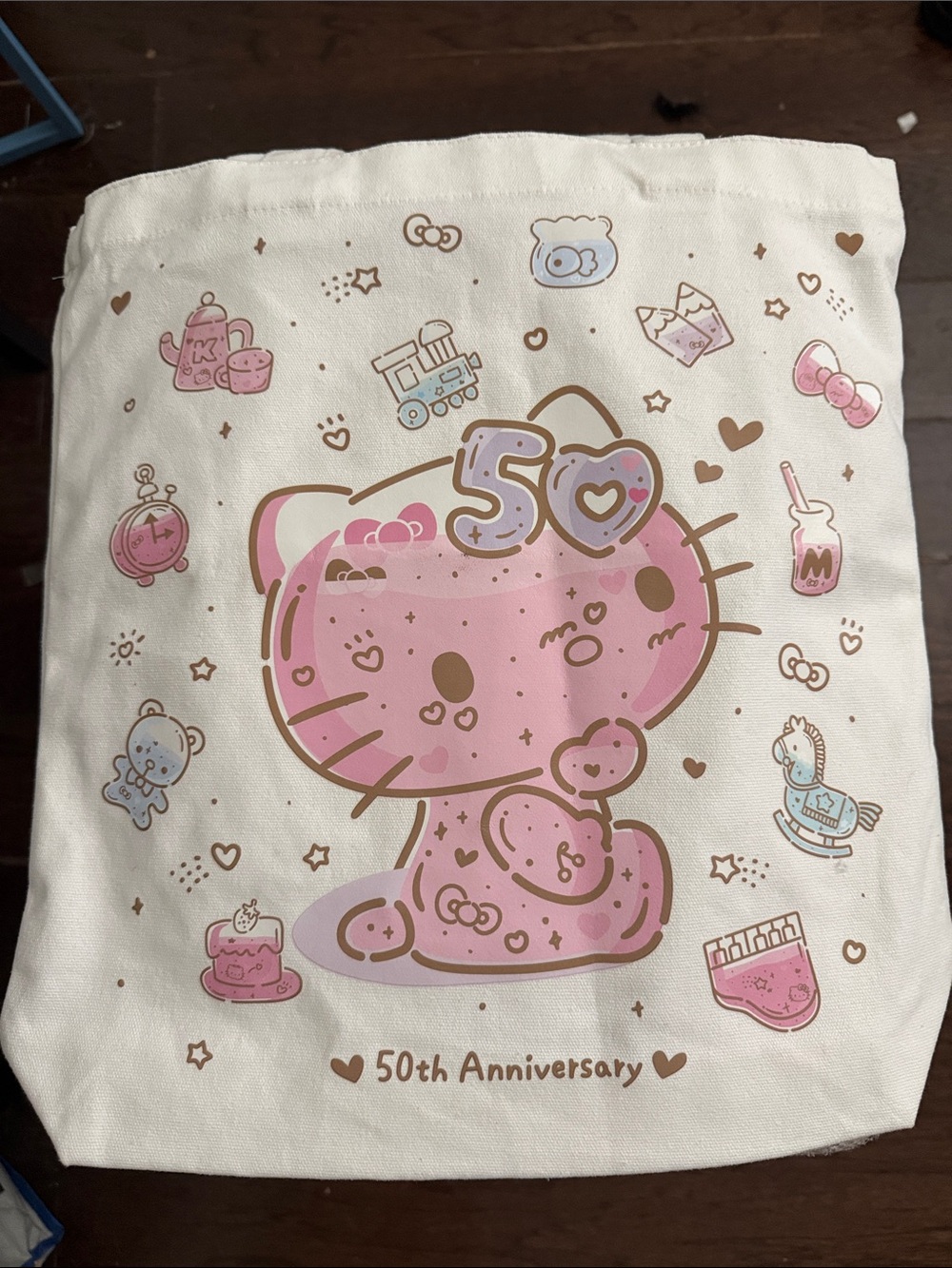 Sanrio Hello Kitty 50th Anniversary Pink and Gold Tote